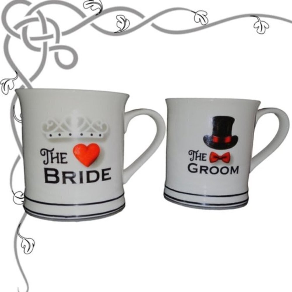 BRIDE & GROOM Coffee or Tea Mug Set New